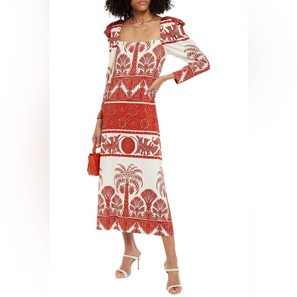 Johanna Ortiz Dresses & Skirts - Johanna Ortiz Paint the universe printed jersey dress long statement sleeves 10